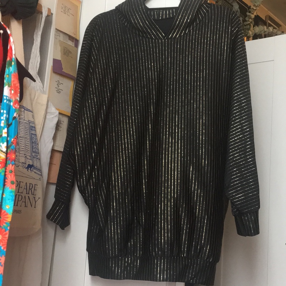 Black/Metallic Gold American Apparel Hooded Tunic